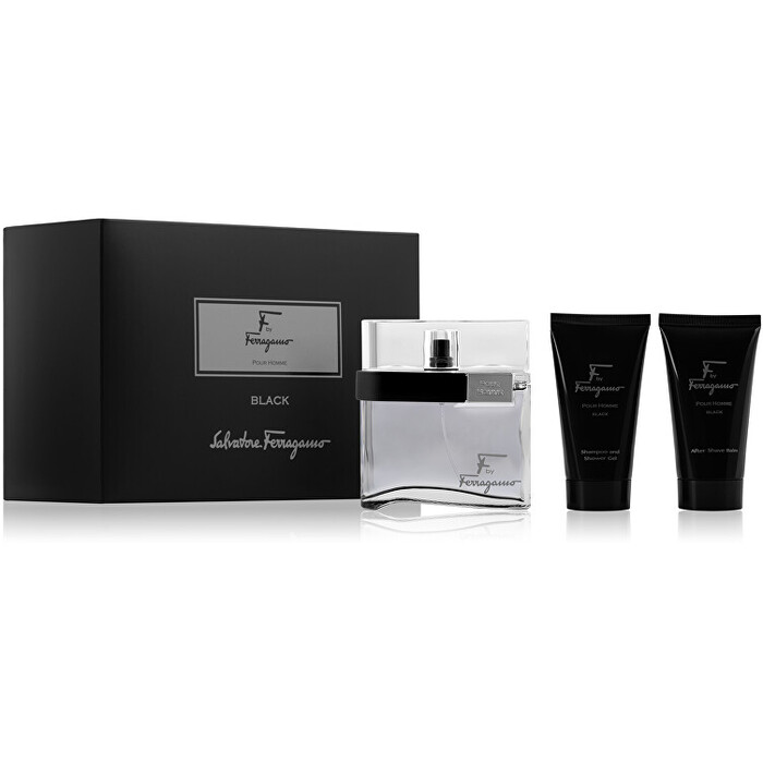 Detail produktu F By Ferragamo Pour Homme Black Dárková sada EDT 100 ml, sprchový gel 75 ml a balzám po holení 75 ml F By