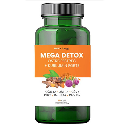 Detail produktu MOVit Mega Detox Ostropestřec + Kurkumin FORTE, 60 kapslí MOVit Mega